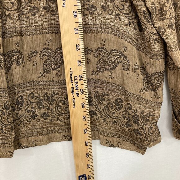 Vintage Carole Little size 12 Brown Abstract Soft Long Sleeve Relaxed Button Up - Picture 5 of 10